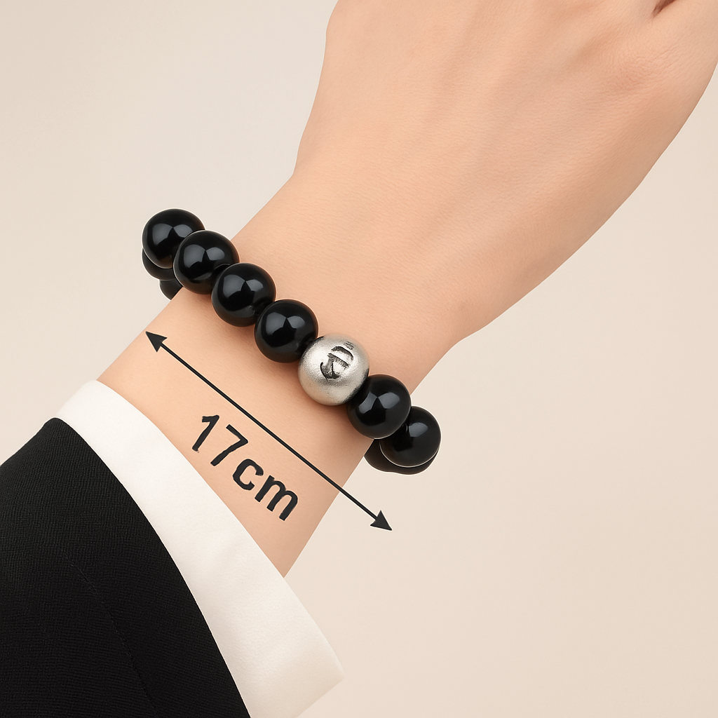 Bracelet bouddhiste en obsidienne et mantra tibétain