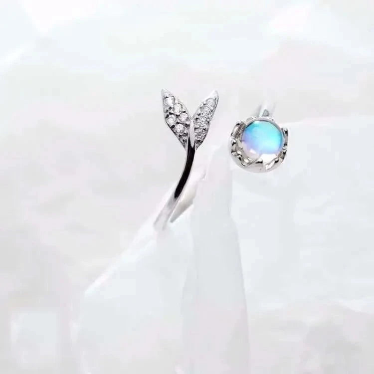 Bague pierre de lune queue de sirène