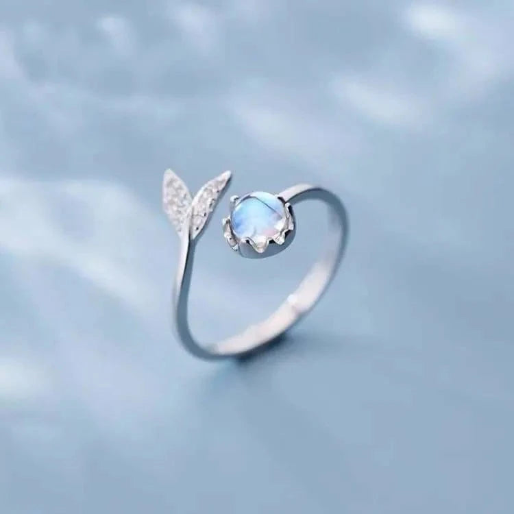 Bague pierre de lune queue de sirène