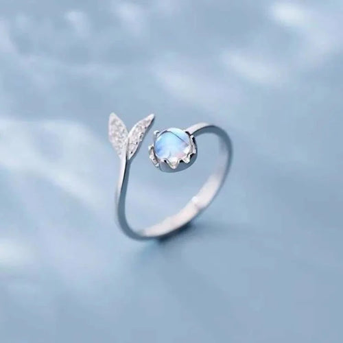 Bague pierre de lune queue de sirène