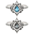 Bague fleur de lotus vintage et zircon