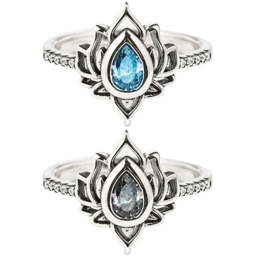 Bague fleur de lotus vintage et zircon
