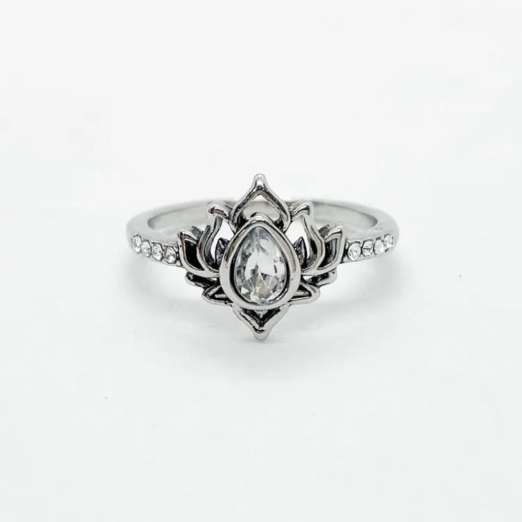 Bague fleur de lotus vintage et zircon