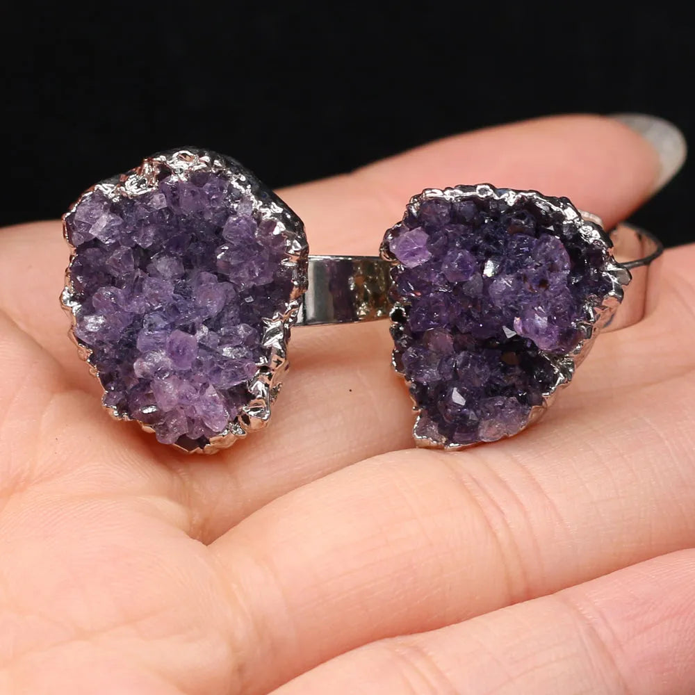 Bague améthyste brute réglable
