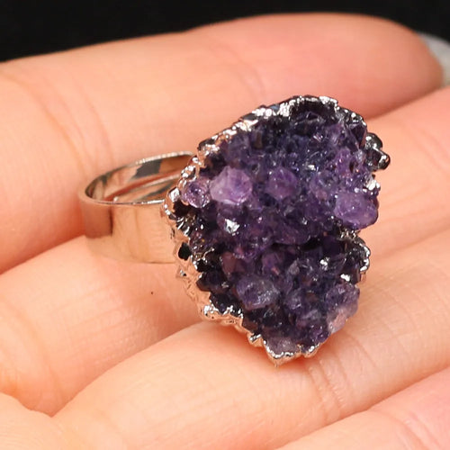 Bague améthyste brute réglable