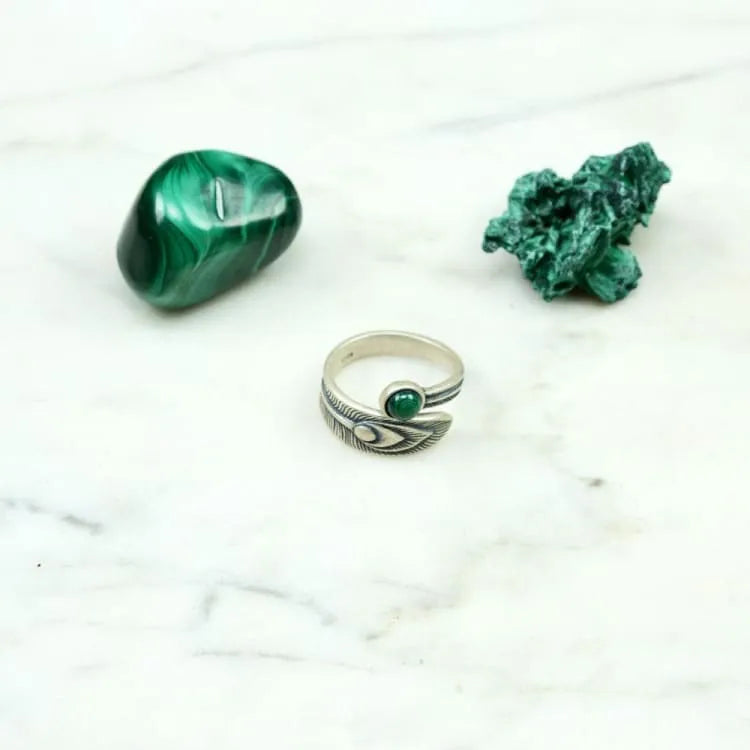Bague malachite en argent 925