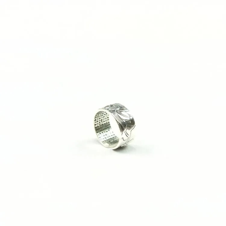 Bague fleur de lotus en argent, sutra du coeur