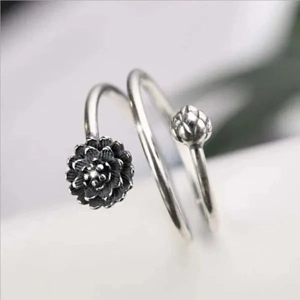 Bague fleur de lotus ajustable
