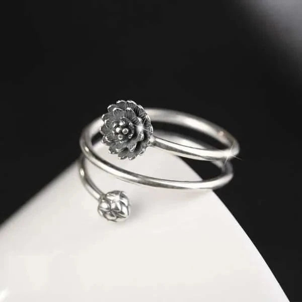 Bague fleur de lotus ajustable