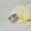 Bague fleur de lotus en argent, sutra du coeur