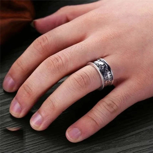 Bague fleur de lotus, sutra du coeur gravé