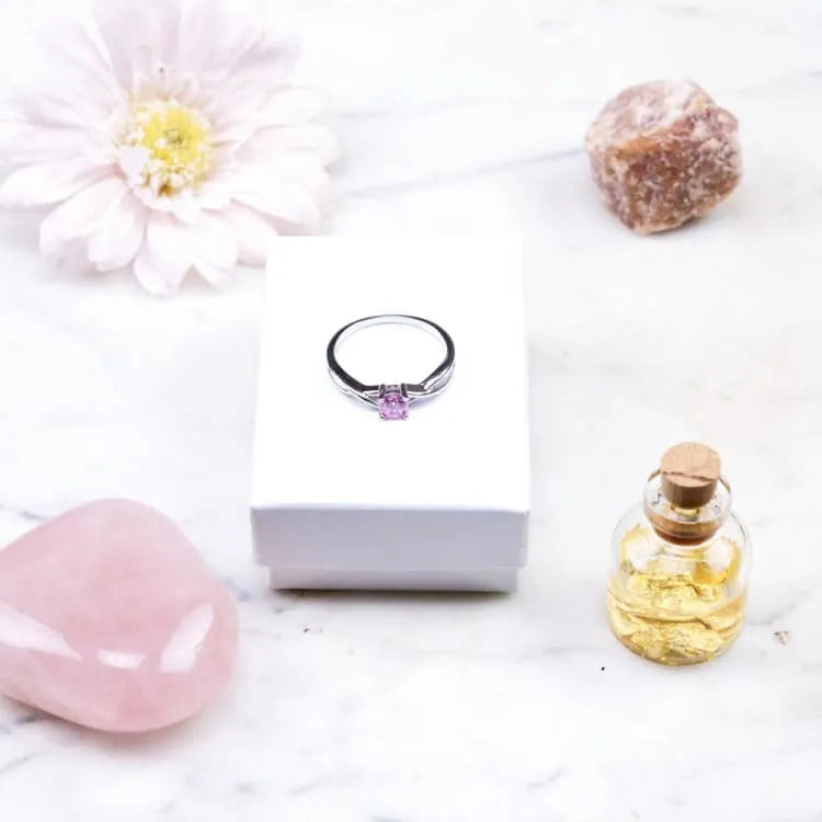 Bague quartz rose en argent, 4 tailles