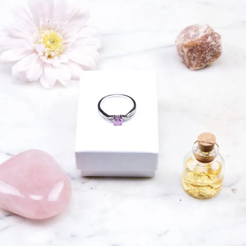 Bague quartz rose en argent, 4 tailles