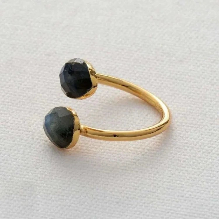Bague labradorite plaquée or