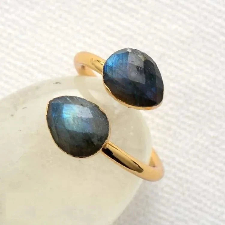Bague labradorite plaquée or