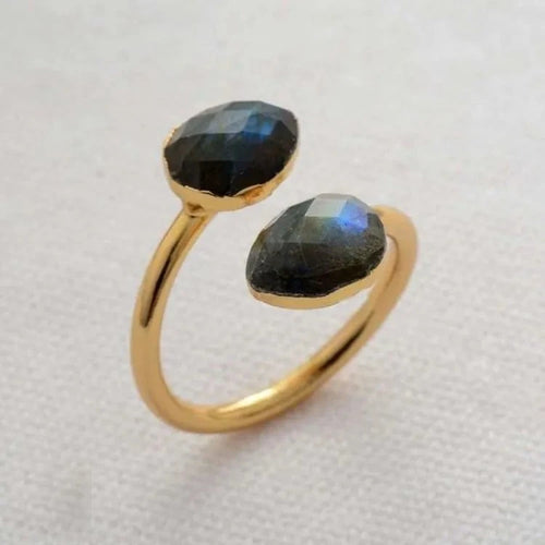 Bague labradorite plaquée or