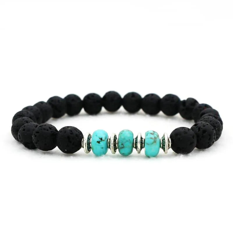 Bracelet turquoise et pierre de lave