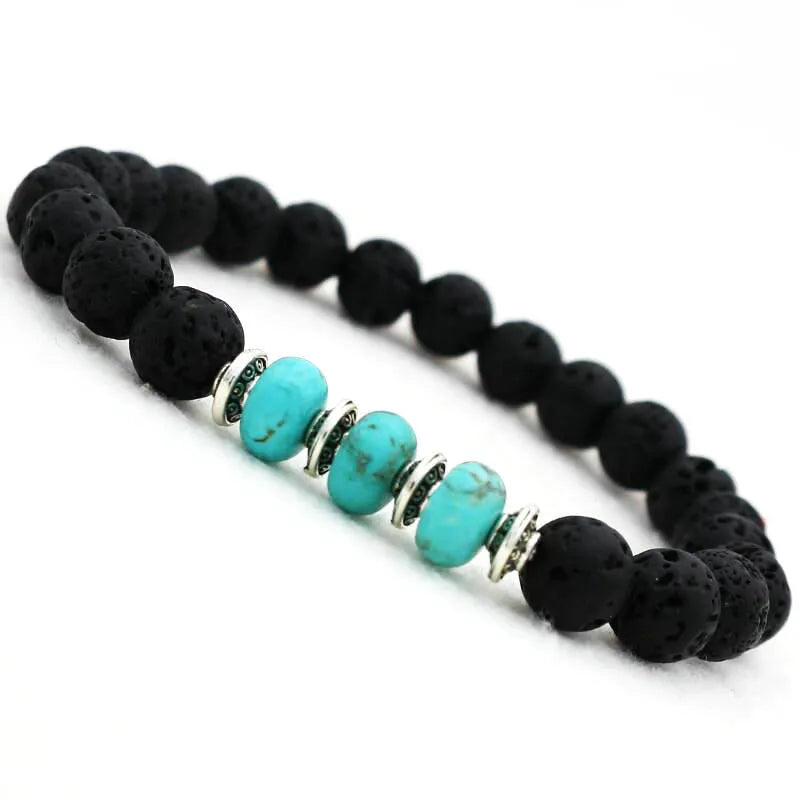 Bracelet turquoise et pierre de lave