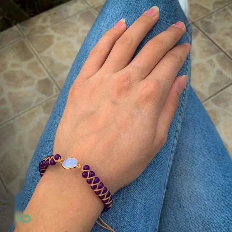 Bracelet améthyste et opale de l'amitié