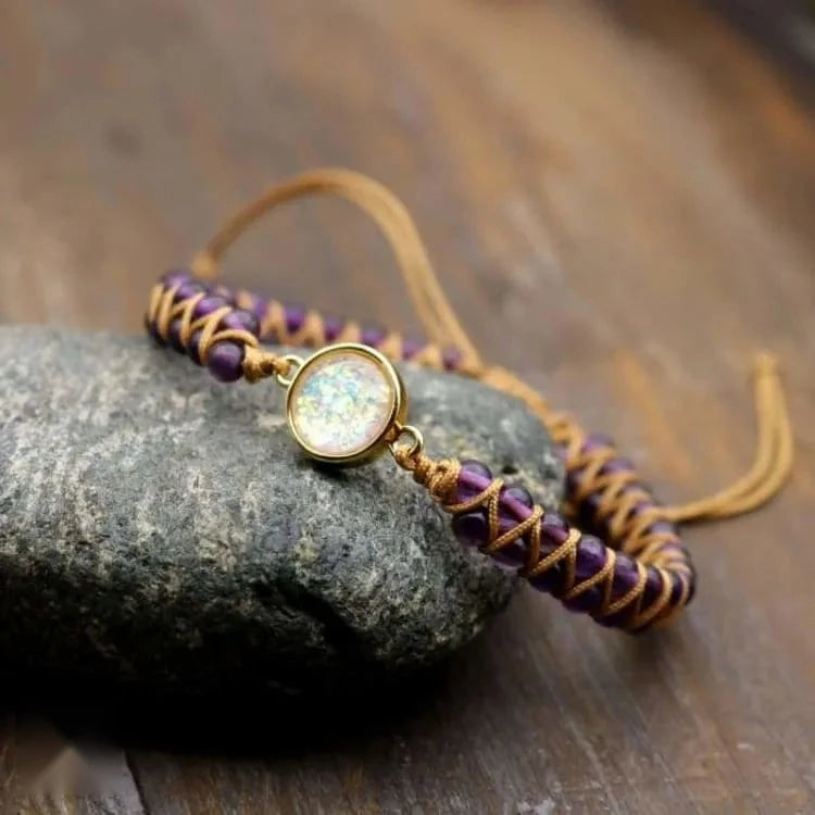 Bracelet améthyste et opale de l'amitié