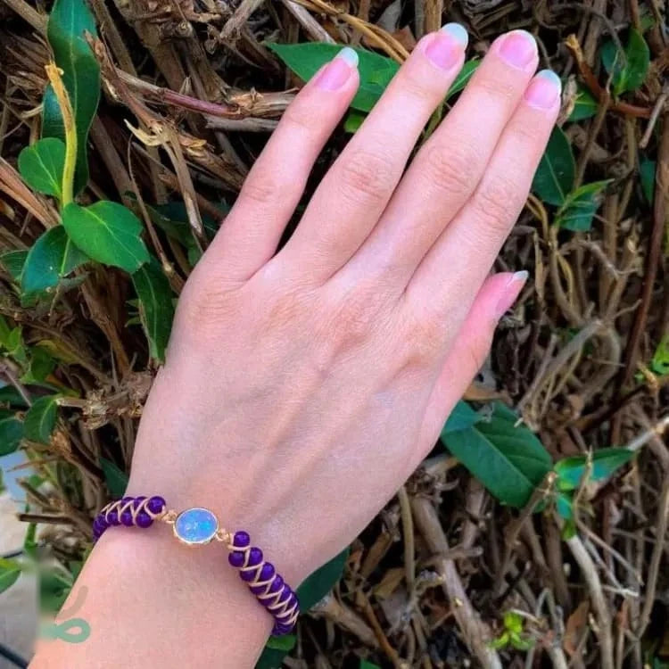 Bracelet améthyste et opale de l'amitié