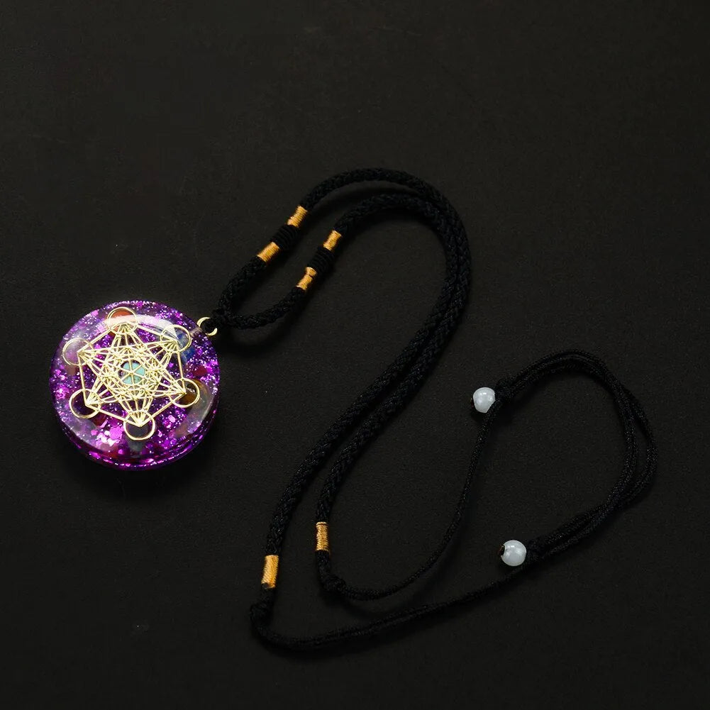 Pendentif améthyste orgonite Metatron
