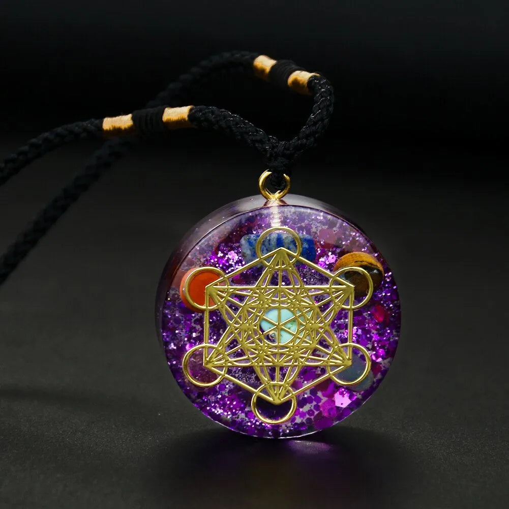 Pendentif améthyste orgonite Metatron