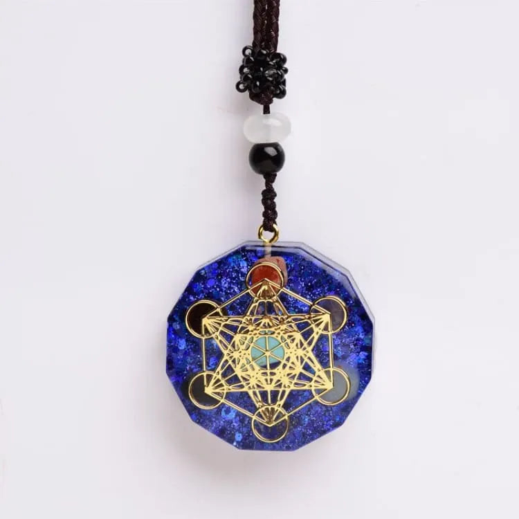Pendentif orgonite lapis-lazuli cube de Metatron