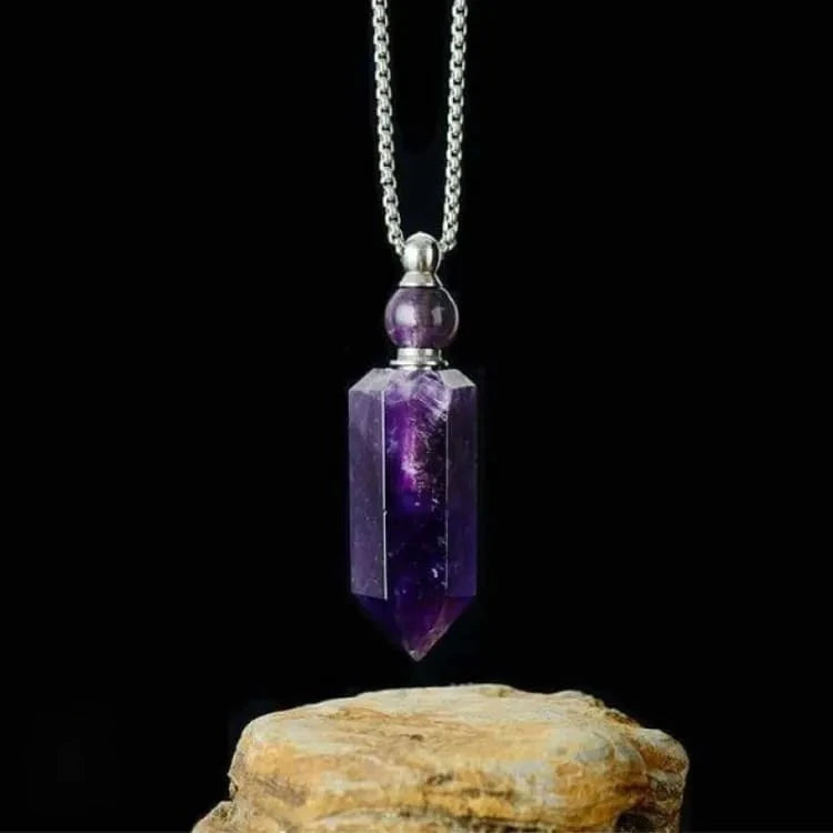 Collier améthyste, finition dorée ou argentée