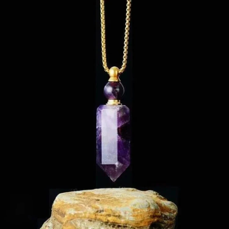 Collier améthyste, finition dorée ou argentée