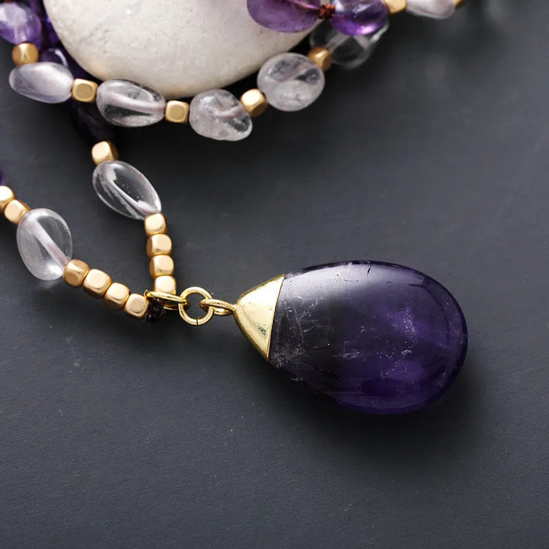 Collier améthyste noué à la main