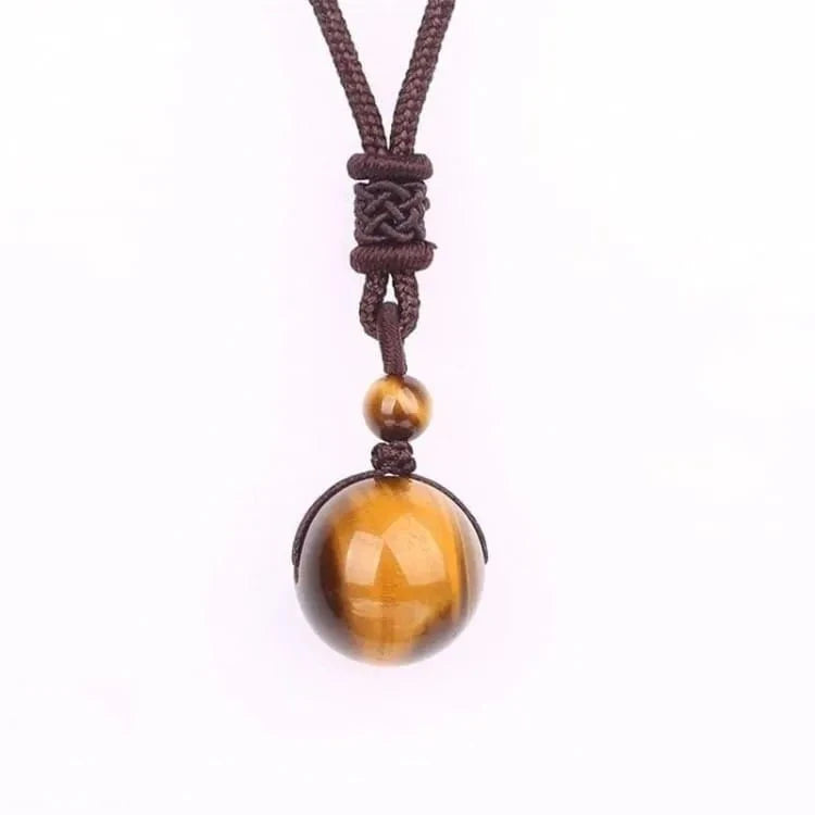 Pendentif oeil de tigre cordon tressé