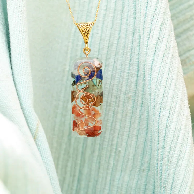 Collier 7 chakras pendentif orgonite