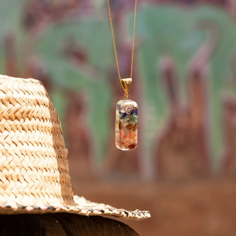 Collier 7 chakras pendentif orgonite