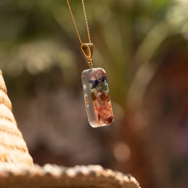 Collier 7 chakras pendentif orgonite