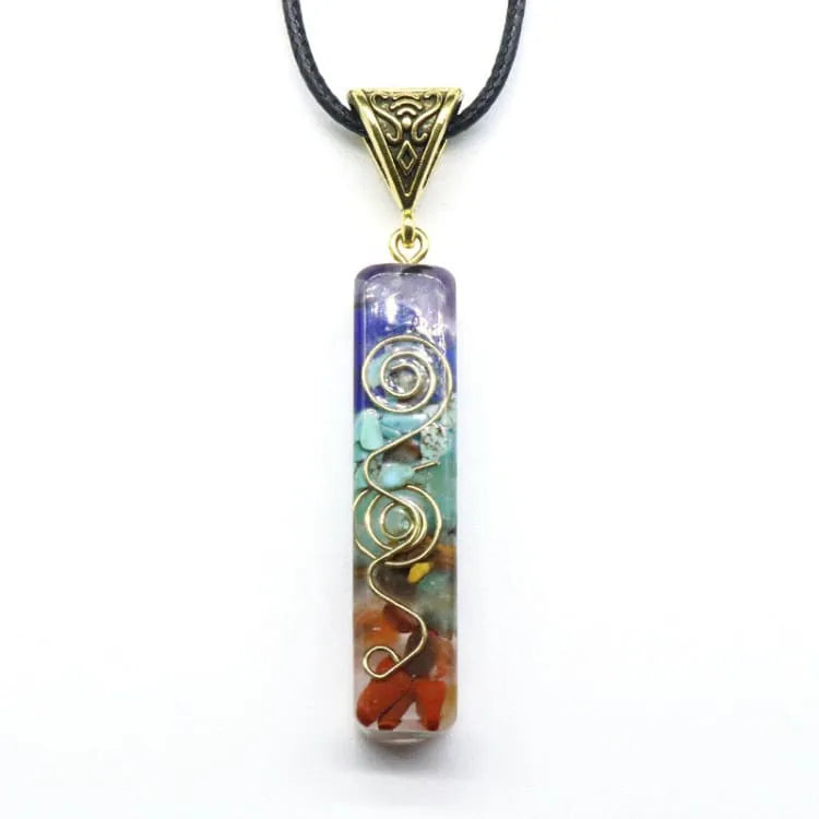 Collier 7 chakras à amulette naturelle