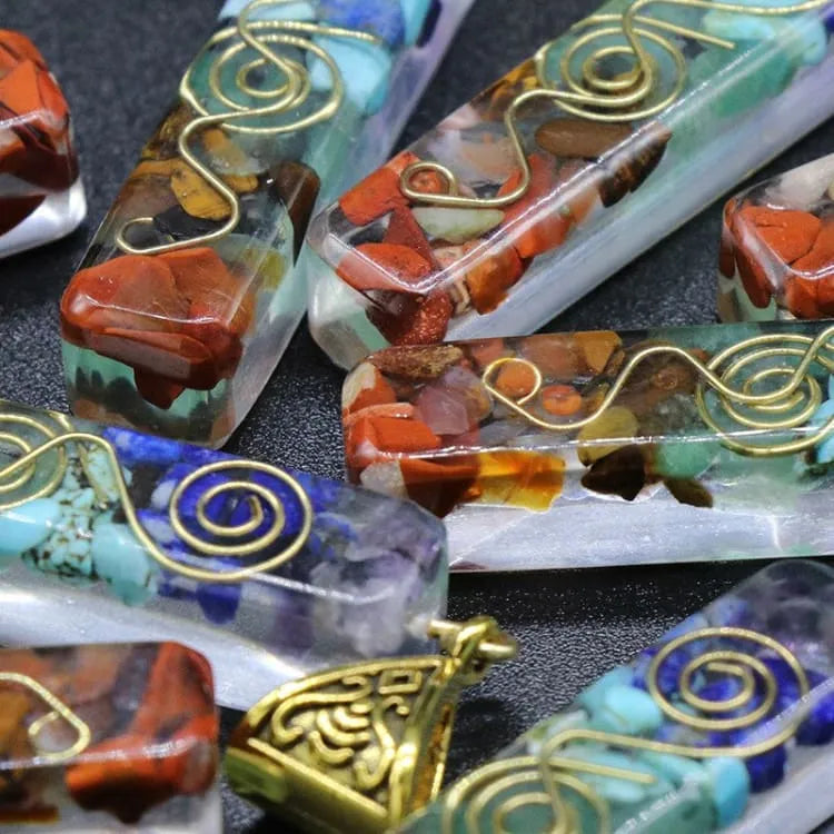 Collier 7 chakras à amulette naturelle