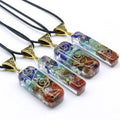 Collier 7 chakras à amulette naturelle