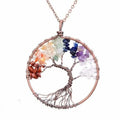 Collier 7 chakras arbre de vie pierres brutes