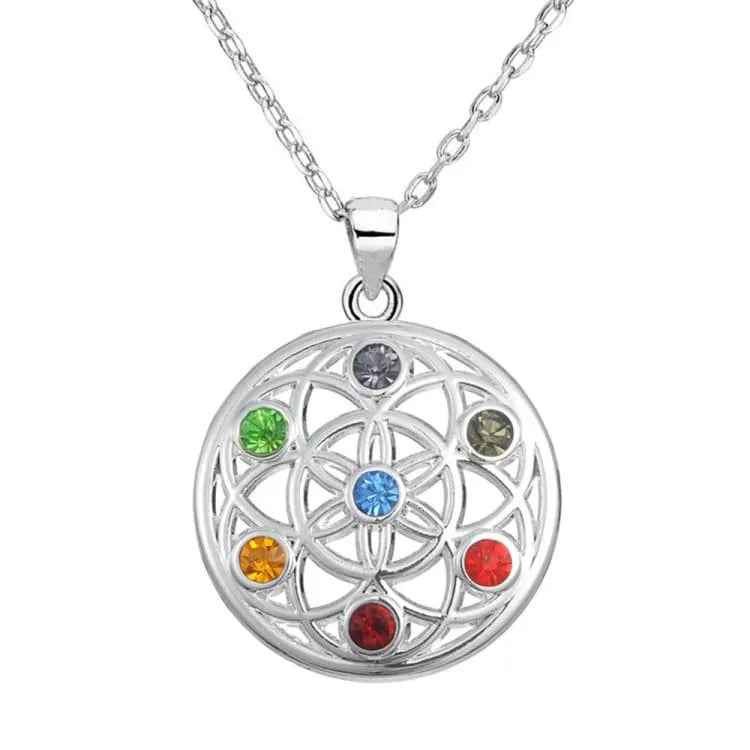 Collier 7 chakras fleur de vie