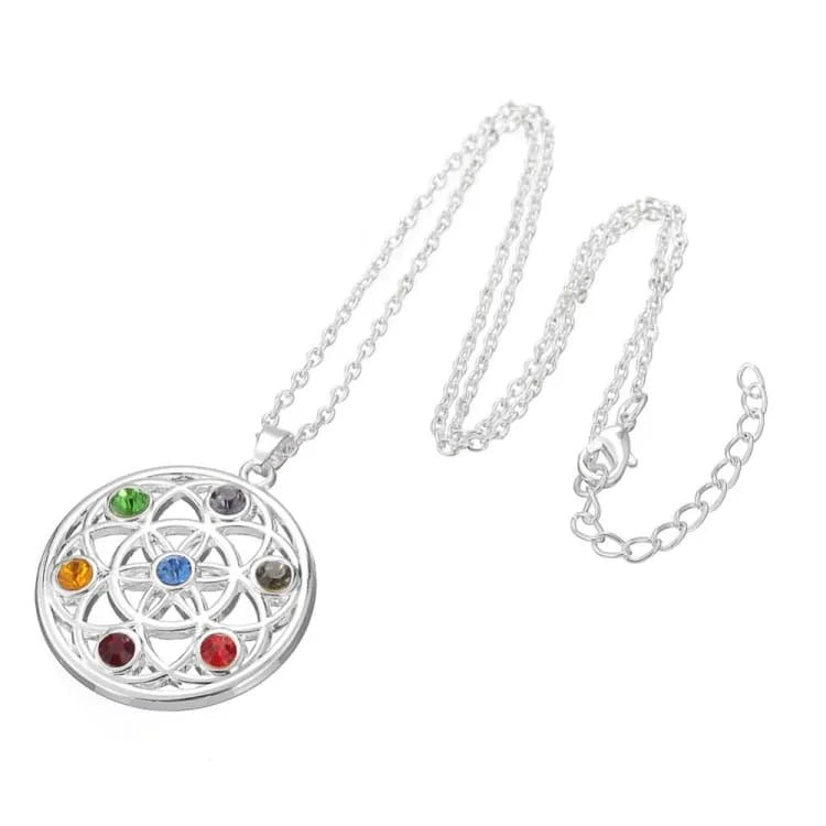 Collier 7 chakras fleur de vie