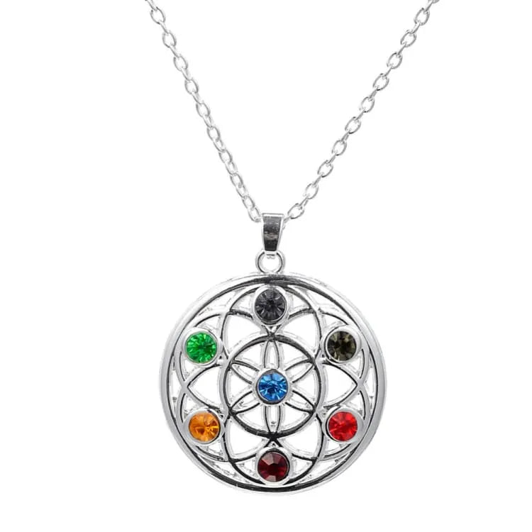 Collier 7 chakras fleur de vie