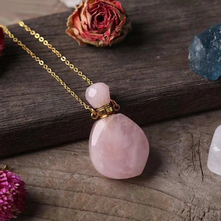 Collier pendentif diffuseur pierres naturelles