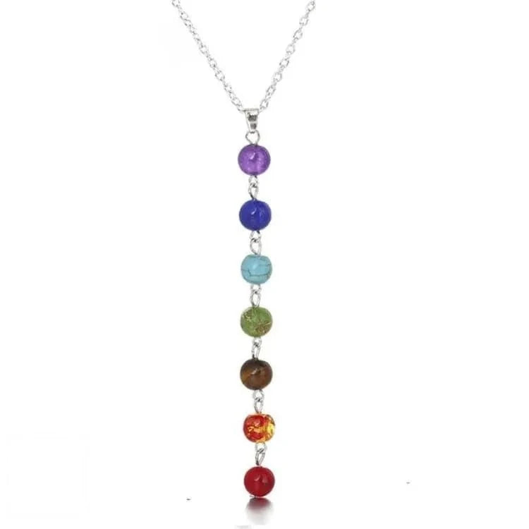 Collier 7 chakras pierres semi-précieuses