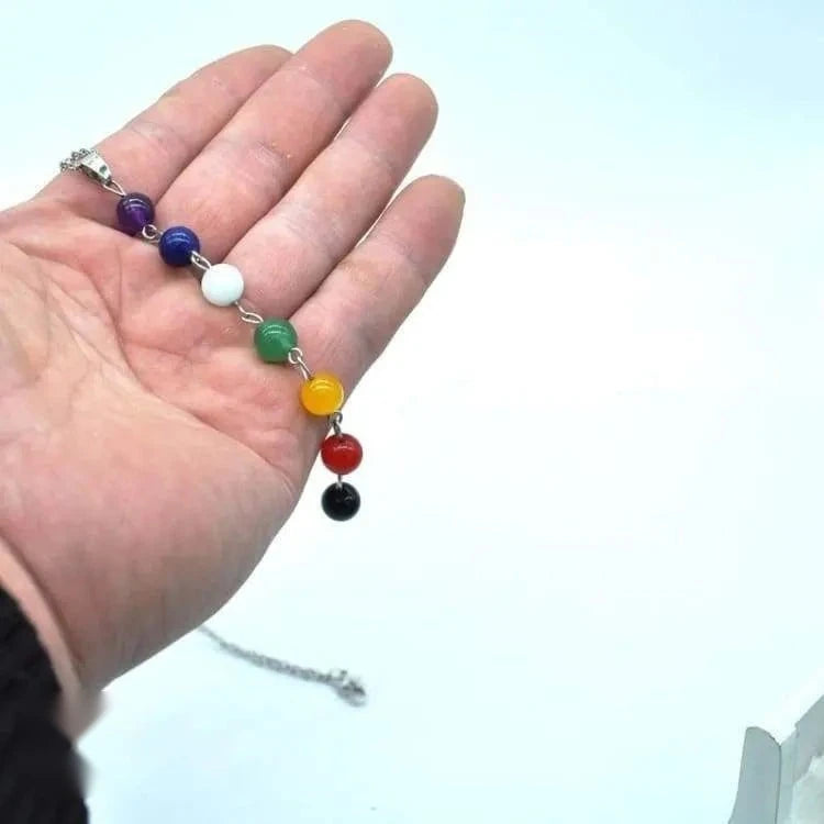 Collier 7 chakras pierres semi-précieuses