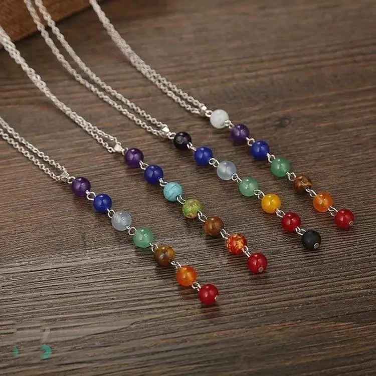Collier 7 chakras pierres semi-précieuses