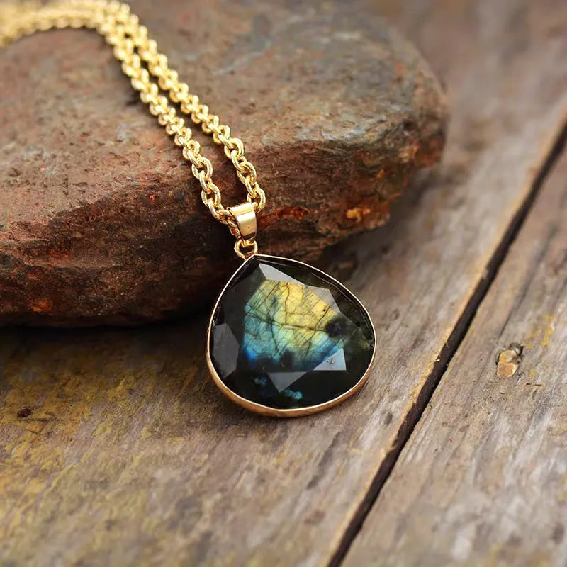 Collier labradorite goutte d'eau