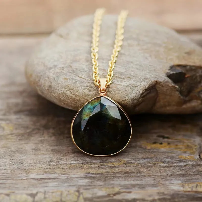Collier labradorite goutte d'eau