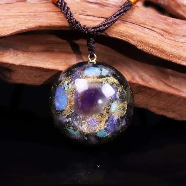 Collier améthyste orgonite et opalite