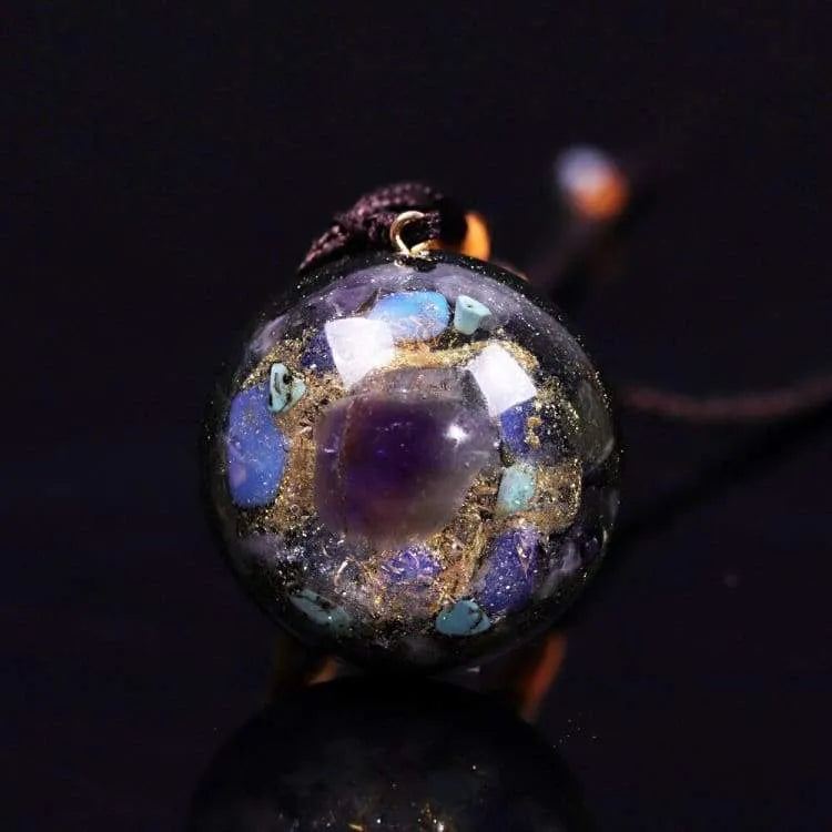 Collier améthyste orgonite et opalite